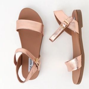Steve Madden Rose Gold Leather Dina Sandals
